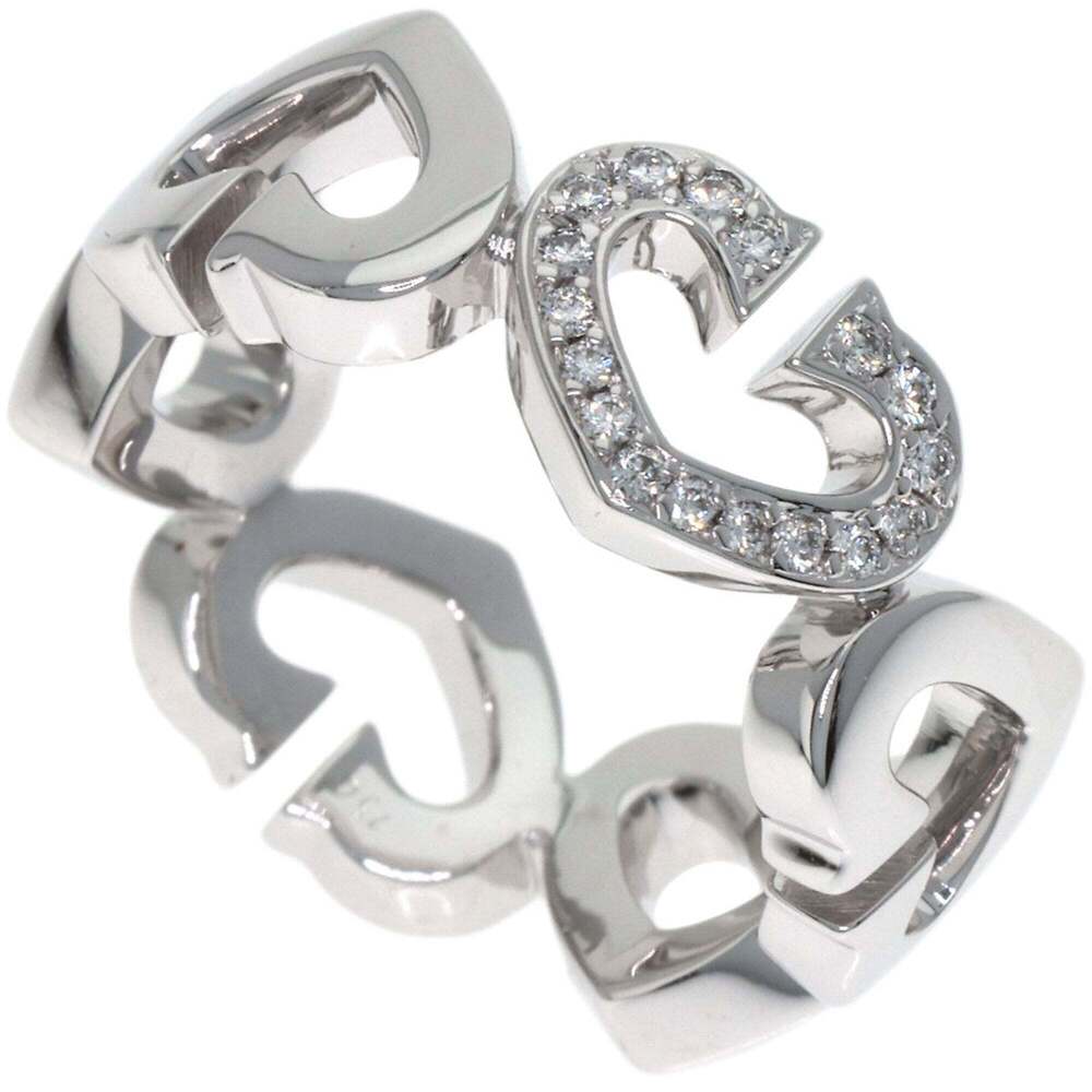 CARTIER Authentic 18k Silver Diamond Heart Ring